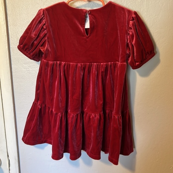 Deep Crimson Red Velour Tiered Dress - GAP - Picture 3 of 3